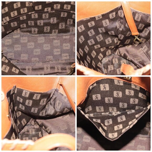 SAINT LAURENT Shoulder Bag Leather Brown Gold Auth SW1562 - Picture 15 of 16